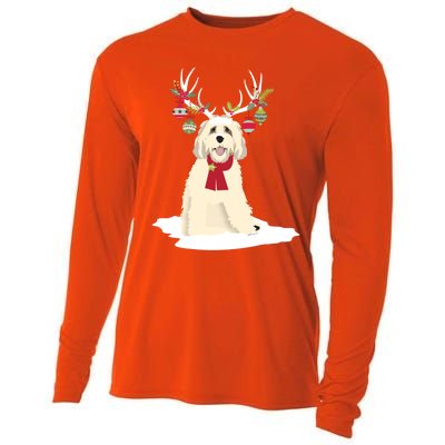 Cute Labradoodle Doodle Christmas Reindeer Graphic Holiday Gift Cooling Performance Long Sleeve Crew