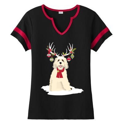 Cute Labradoodle Doodle Christmas Reindeer Graphic Holiday Gift Ladies Halftime Notch Neck Tee