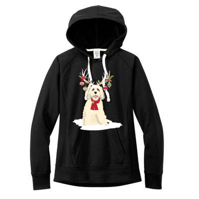 Cute Labradoodle Doodle Christmas Reindeer Graphic Holiday Gift Women's Fleece Hoodie