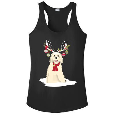 Cute Labradoodle Doodle Christmas Reindeer Graphic Holiday Gift Ladies PosiCharge Competitor Racerback Tank