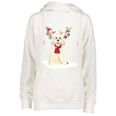 Cute Labradoodle Doodle Christmas Reindeer Graphic Holiday Gift Womens Funnel Neck Pullover Hood