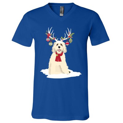 Cute Labradoodle Doodle Christmas Reindeer Graphic Holiday Gift V-Neck T-Shirt