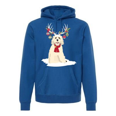 Cute Labradoodle Doodle Christmas Reindeer Graphic Holiday Gift Premium Hoodie