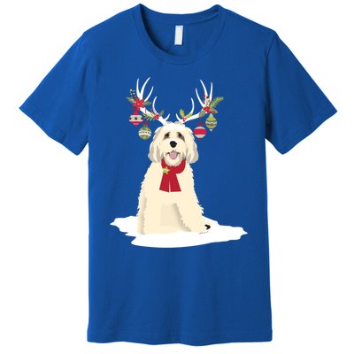 Cute Labradoodle Doodle Christmas Reindeer Graphic Holiday Gift Premium T-Shirt