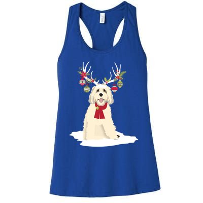 Cute Labradoodle Doodle Christmas Reindeer Graphic Holiday Gift Women's Racerback Tank