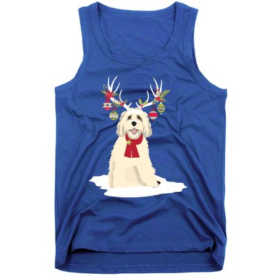 Cute Labradoodle Doodle Christmas Reindeer Graphic Holiday Gift Tank Top