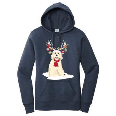 Cute Labradoodle Doodle Christmas Reindeer Graphic Holiday Gift Women's Pullover Hoodie