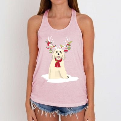 Cute Labradoodle Doodle Christmas Reindeer Graphic Holiday Gift Women's Knotted Racerback Tank