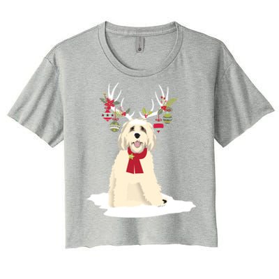 Cute Labradoodle Doodle Christmas Reindeer Graphic Holiday Gift Women's Crop Top Tee