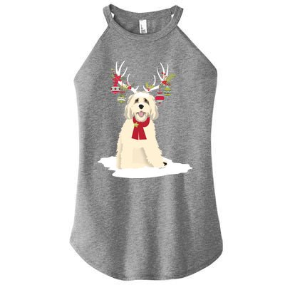 Cute Labradoodle Doodle Christmas Reindeer Graphic Holiday Gift Women's Perfect Tri Rocker Tank