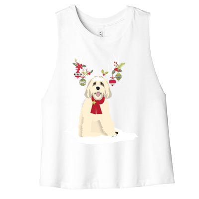 Cute Labradoodle Doodle Christmas Reindeer Graphic Holiday Gift Women's Racerback Cropped Tank