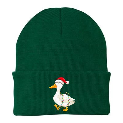 Christmas Lights Duck Wearing Xmas Hat Duck Swan Lover Knit Cap Winter Beanie