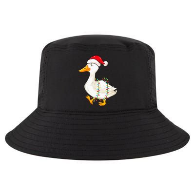 Christmas Lights Duck Wearing Xmas Hat Duck Swan Lover Cool Comfort Performance Bucket Hat