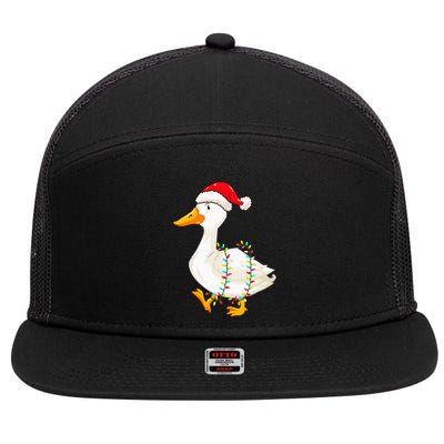 Christmas Lights Duck Wearing Xmas Hat Duck Swan Lover 7 Panel Mesh Trucker Snapback Hat