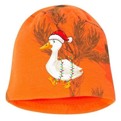 Christmas Lights Duck Wearing Xmas Hat Duck Swan Lover Kati - Camo Knit Beanie