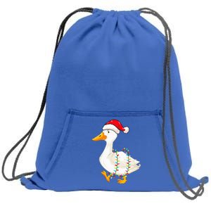 Christmas Lights Duck Wearing Xmas Hat Duck Swan Lover Sweatshirt Cinch Pack Bag