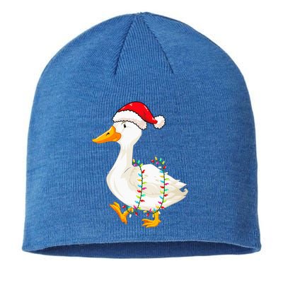 Christmas Lights Duck Wearing Xmas Hat Duck Swan Lover Sustainable Beanie