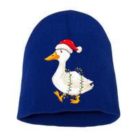 Christmas Lights Duck Wearing Xmas Hat Duck Swan Lover Short Acrylic Beanie