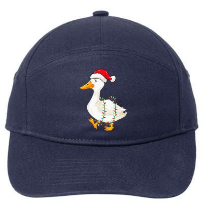 Christmas Lights Duck Wearing Xmas Hat Duck Swan Lover 7-Panel Snapback Hat