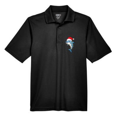 Christmas Lights Dolphin Wearing Xmas Hat Dolphin Lover Men's Origin Performance Pique Polo