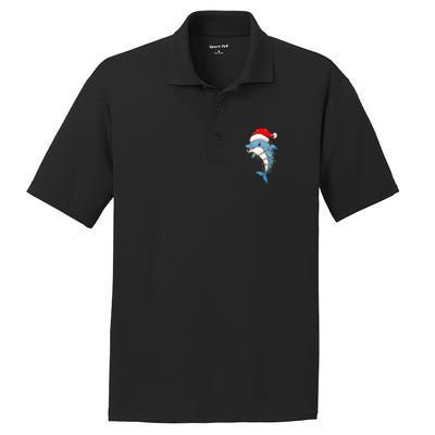 Christmas Lights Dolphin Wearing Xmas Hat Dolphin Lover PosiCharge RacerMesh Polo