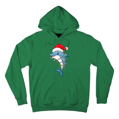 Christmas Lights Dolphin Wearing Xmas Hat Dolphin Lover Hoodie