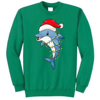 Christmas Lights Dolphin Wearing Xmas Hat Dolphin Lover Sweatshirt