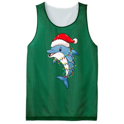 Christmas Lights Dolphin Wearing Xmas Hat Dolphin Lover Mesh Reversible Basketball Jersey Tank