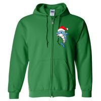 Christmas Lights Dolphin Wearing Xmas Hat Dolphin Lover Full Zip Hoodie