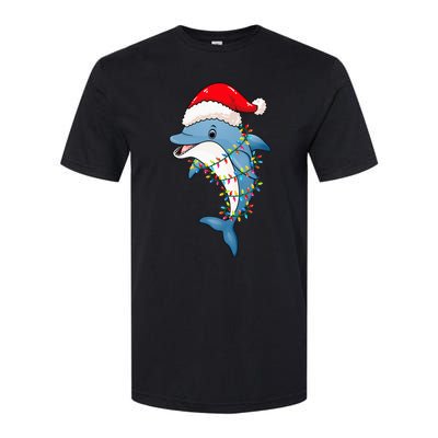 Christmas Lights Dolphin Wearing Xmas Hat Dolphin Lover Softstyle CVC T-Shirt