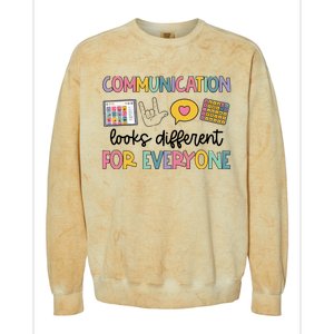 Communication Looks Different For Everyone Speech Therapy Colorblast Crewneck Sweatshirt