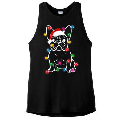 Christmas Lights Dog French Bulldog Ladies PosiCharge Tri-Blend Wicking Tank