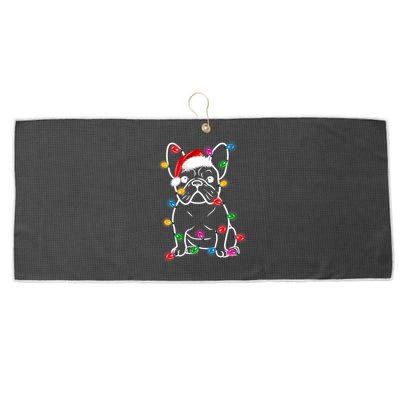 Christmas Lights Dog French Bulldog Large Microfiber Waffle Golf Towel