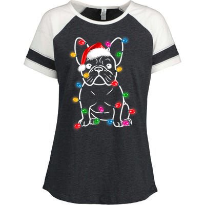 Christmas Lights Dog French Bulldog Enza Ladies Jersey Colorblock Tee