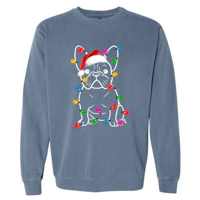 Christmas Lights Dog French Bulldog Garment-Dyed Sweatshirt