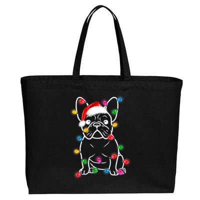 Christmas Lights Dog French Bulldog Cotton Canvas Jumbo Tote