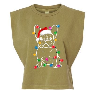 Christmas Lights Dog French Bulldog Garment-Dyed Women's Muscle Tee