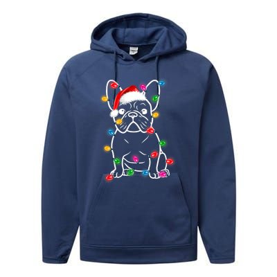 Christmas Lights Dog French Bulldog Performance Fleece Hoodie