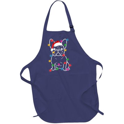 Christmas Lights Dog French Bulldog Full-Length Apron With Pockets