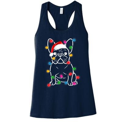 Christmas Lights Dog French Bulldog Women's Racerback Tank