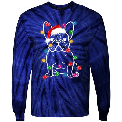 Christmas Lights Dog French Bulldog Tie-Dye Long Sleeve Shirt