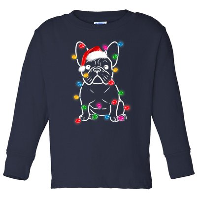 Christmas Lights Dog French Bulldog Toddler Long Sleeve Shirt