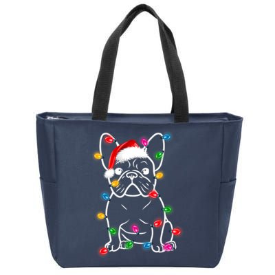 Christmas Lights Dog French Bulldog Zip Tote Bag