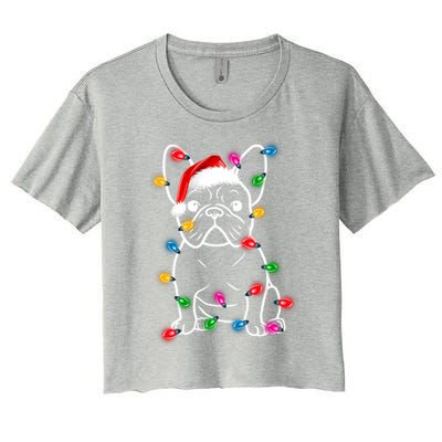 Christmas Lights Dog French Bulldog Women's Crop Top Tee