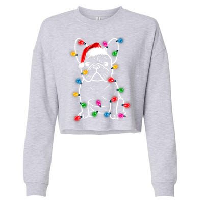 Christmas Lights Dog French Bulldog Cropped Pullover Crew