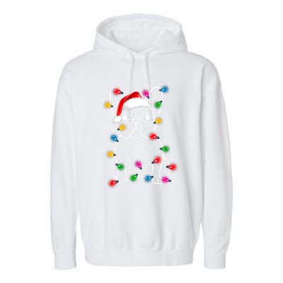 Christmas Lights Dog French Bulldog Garment-Dyed Fleece Hoodie