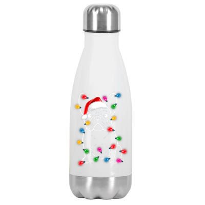 Christmas Lights Dog French Bulldog Stainless Steel Insulated Water Bottle