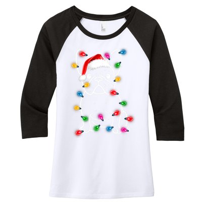 Christmas Lights Dog French Bulldog Women's Tri-Blend 3/4-Sleeve Raglan Shirt