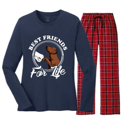 Chocolate Labrador Design Funny Chocolate Labrador Lovers Women's Long Sleeve Flannel Pajama Set 