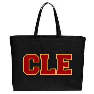 Cle Cleveland Logo Cotton Canvas Jumbo Tote